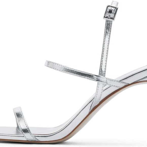 Modatope Women’s Silver Square Open Toe Strappy Ankle Strap Sandal Size 8.5 - Picture 11 of 11